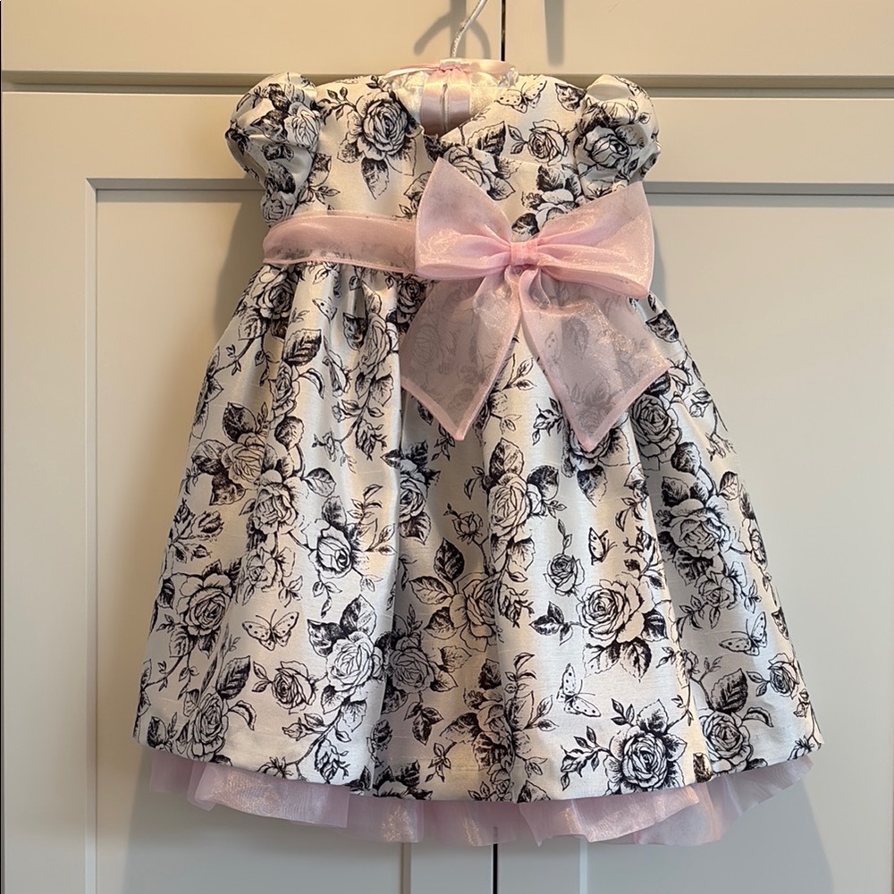 Floral Dress with Pink Bow
